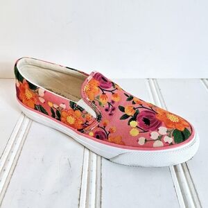 Keds x Rifle Paper Co Floral Slip-On Sneakers Pink Canvas 6.5
